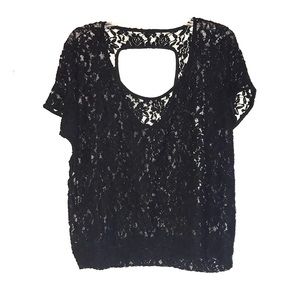 Black stretch lace top